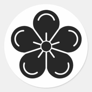 [Familiewapens] Versierde pruimenbloesem Ronde Sticker