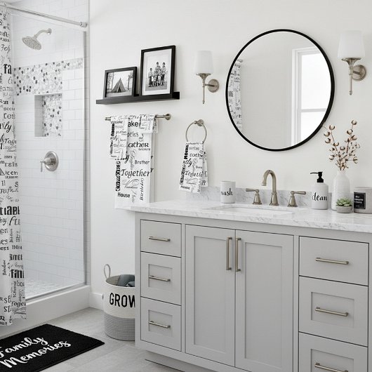 Familiewoord collage bad handdoek