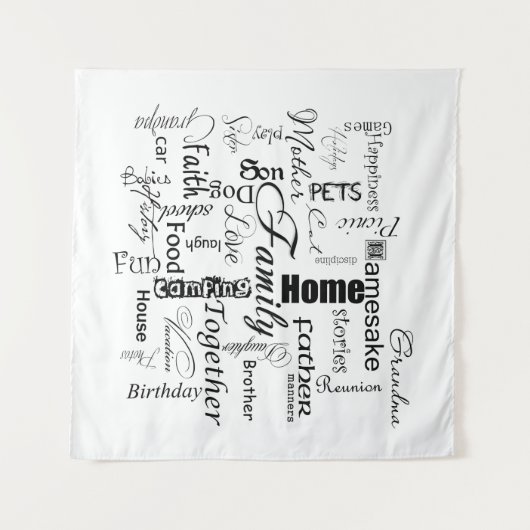 Familiewoord collage wandkleed (Voorkant (horizontaal))