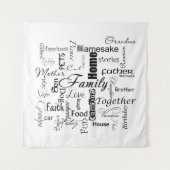 Familiewoord collage wandkleed (Voorkant)
