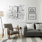 Familiewoord collage wandkleed