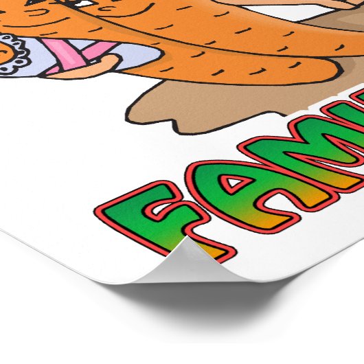 familiewortels schattige wortel familie cartoon poster (Hoek)