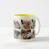 Family 10 Photo Yellow Stripes Tweekleurige Koffiemok (Voorkant rechts)