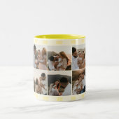 Family 10 Photo Yellow Stripes Tweekleurige Koffiemok (Center)