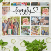 Family 19 Photo Collage Custom Color Theedoek (Gevouwen)