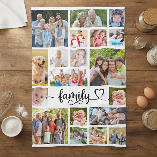 Family 19 Photo Collage Custom Color Theedoek