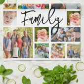 Family 19 Photo Collage Modern Script Theedoek (Gevouwen)