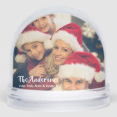 Family 2 Photos Happy Holidays Keepsake Custom Sneeuwbol (Voorkant)