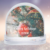Family 2 Photos Happy Holidays Keepsake Custom Sneeuwbol