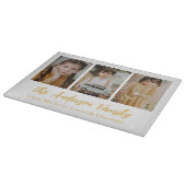 Family 3 Photo Collage Keepsake Snijplank (Hoek)