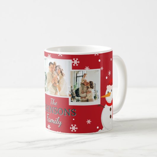 Family 3 Photo Collage Personalized Christmas  Koffiemok (Voorkant rechts)