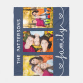 Family 3 Photo Template Personalized Script Fleece Deken (Voorkant)