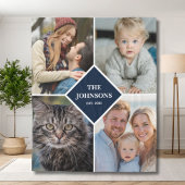 Family 4 Photo Collage Keepsake Modern Custom Fleece Deken