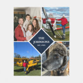 Family 4 Photo Collage Keepsake Modern Custom Fleece Deken (Voorkant)