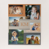 Family 6 Photo Collage Monogrammed Initials Legpuzzel (Verticaal)