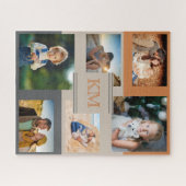 Family 6 Photo Collage Monogrammed Initials Legpuzzel (Horizontaal)