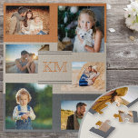 Family 6 Photo Collage Monogrammed Initials Legpuzzel<br><div class="desc">Custom jigsaw puzzle with 6 of your own. Het design omvat ook de square foto's en landscape foto's van Background of Burnt Orange,  Mushroom beige and Charcoal grey. You can further personalize the puzzle by adding your initial(s) to the center. Lovely familiy gift for children or grandouders alike.</div>