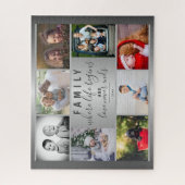 Family 8 Photo Collage Silver Gezegde Trendy Scrip Legpuzzel (Verticaal)