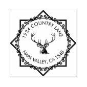 Family Address Stamp With Deer Logo Rubberstempel (Afrduk)