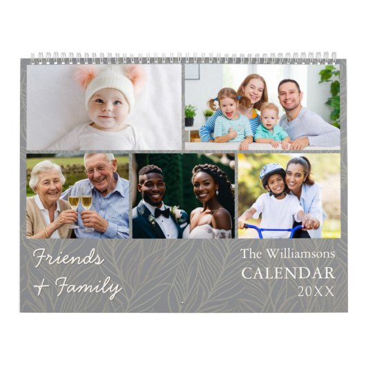 Family and Friends Gray Multi Photo Calendar Kalender (Hoes)