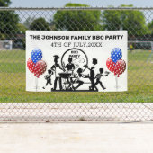 Family BBQ Party Black Red White en Blue Banner (Insitu)