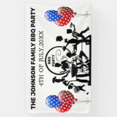 Family BBQ Party Black Red White en Blue Banner (Verticaal)