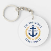 Family Beach House Anchor Gold Laurel Star 2 Sided Sleutelhanger (Voorkant)