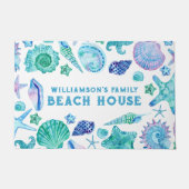 Family Beach House Blue Summer Sea Shells Deurmat (Voorkant)