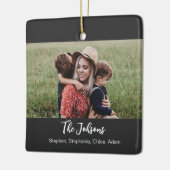 Family Black White Script Photo Keramisch Ornament (Links)