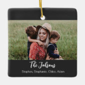 Family Black White Script Photo Keramisch Ornament (Voorkant)