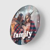 Family | Boho Text Overlay with your Photo Ronde Klok (Hoek)