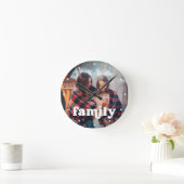 Family | Boho Text Overlay with your Photo Ronde Klok (Huis)