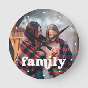 Family   Boho Text Overlay with your Photo Ronde Klok
