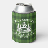 Family Cabin Groen geruite Thema Naam Gepersonalis Blikjeskoeler (Blikje Achterkant)