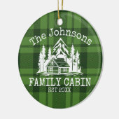 Family Cabin Groen geruite Thema Naam Gepersonalis Keramisch Ornament (Links)