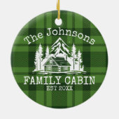 Family Cabin Groen geruite Thema Naam Gepersonalis Keramisch Ornament (Achterkant)