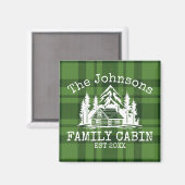 Family Cabin Groen geruite Thema Naam Gepersonalis Magneet (Voorkant / Achterkant)
