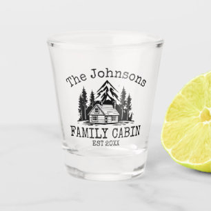 Family Cabin Groen geruite Thema Naam Gepersonalis Shot Glas