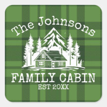 Family Cabin Groen geruite Thema Naam Gepersonalis
