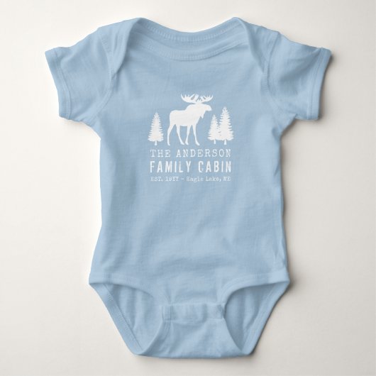 Family Cabin Rustic Moose Pine Trees Silhouette Romper (Voorkant)