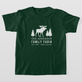 Family Cabin Rustic Moose Pine Trees Silhouette T-shirt