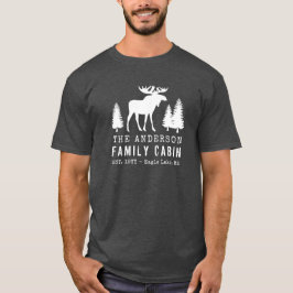 Family Cabin Rustic Moose Pine Trees Silhouette T-shirt