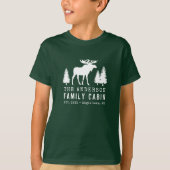 Family Cabin Rustic Moose Pine Trees Silhouette T-shirt (Voorkant)