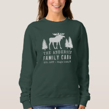 Family Cabin Rustic Moose Pine Trees Silhouette