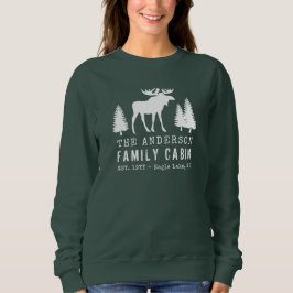 Family Cabin Rustic Moose Pine Trees Silhouette Trui