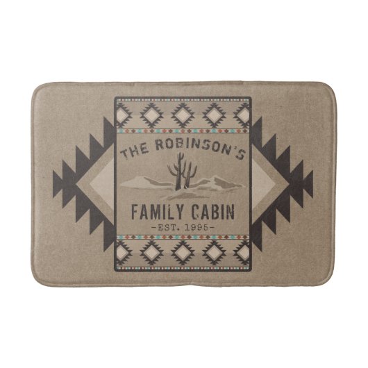Family Cabin Rustic Southwest Native Tribal Cactus Badmat (Voorkant)