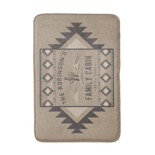 Family Cabin Rustic Southwest Native Tribal Cactus Badmat (Voorkant Verticaal)