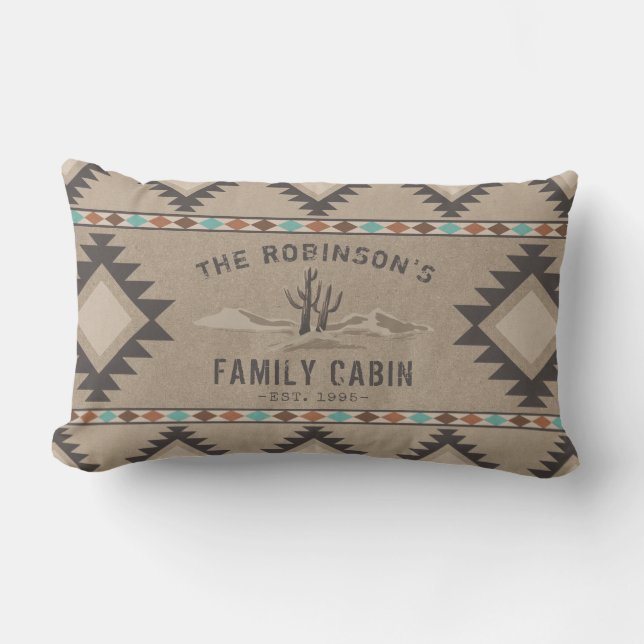 Family Cabin Rustic Southwest Native Tribal Cactus Buitenkussen (Voorkant)