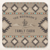 Family Cabin Rustic Southwest Native Tribal Cactus Kartonnen Onderzetters (Voorkant)