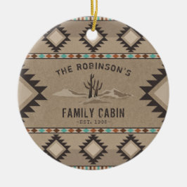 Family Cabin Rustic Southwest Native Tribal Cactus Keramisch Ornament